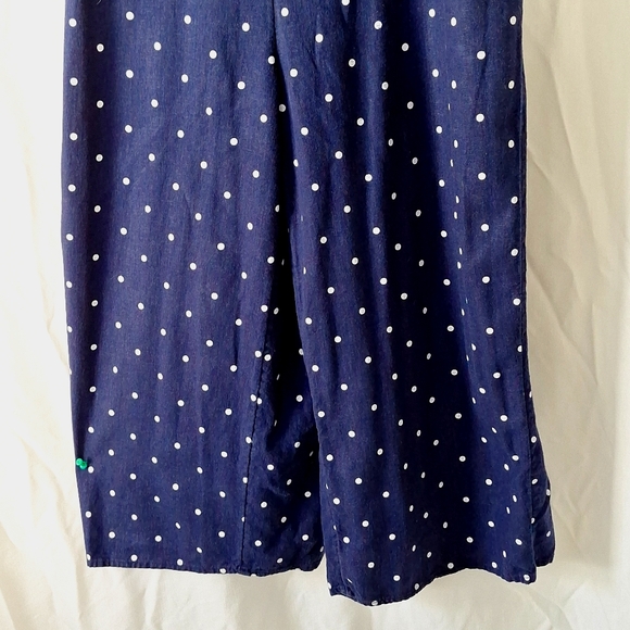 Jumpsuit, Linen, Opeb Back, Navy Polk-a-Dot, sz 8, NWOT - Picture 3 of 12